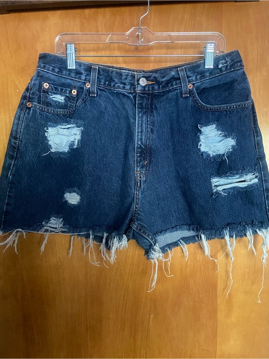 Levi's Pants - Levi's Distressed Dark Blue Denim Shorts with Frayed Hem Size XL